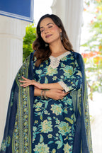 Blue Blossom Straight Suit Set