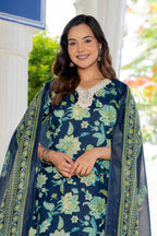 Blue Blossom Straight Suit Set