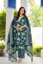 Blue Blossom Straight Suit Set