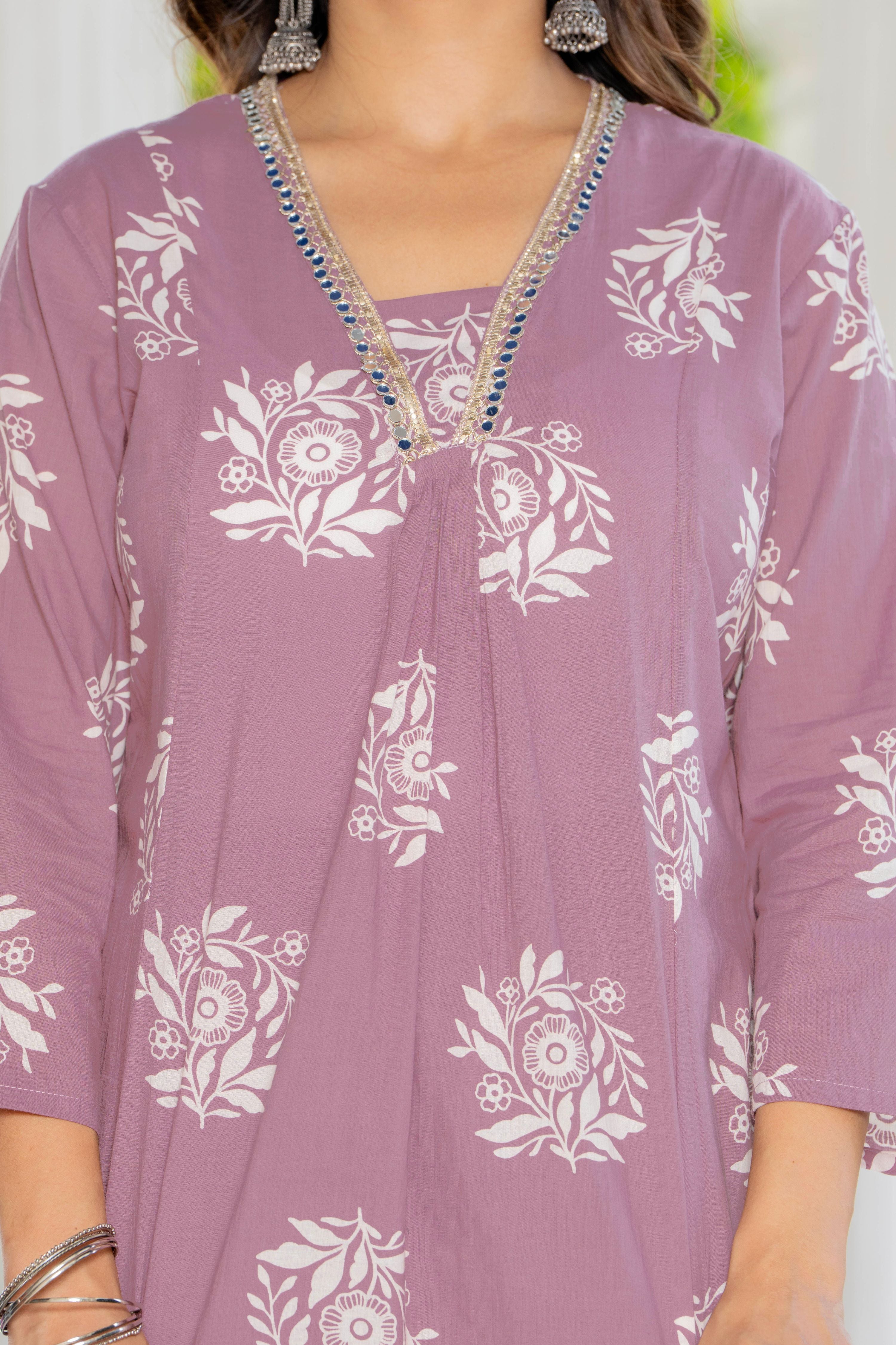Rosette Dusty Rose Pink Anarkali Suit Set