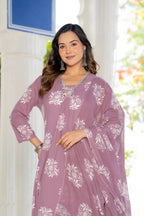 Rosette Dusty Rose Pink Anarkali Suit Set