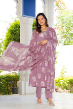 Rosette Dusty Rose Pink Anarkali Suit Set