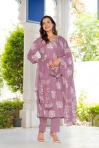 Rosette Dusty Rose Pink Anarkali Suit Set