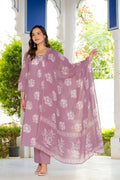 Rosette Dusty Rose Pink Anarkali Suit Set