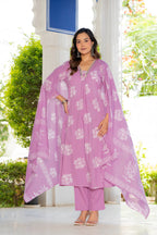 Rosette Lavender Bloom Anarkali Suit Set