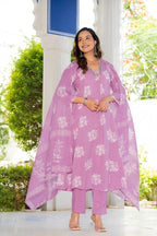 Rosette Lavender Bloom Anarkali Suit Set