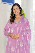 Rosette Lavender Bloom Anarkali Suit Set