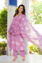 Rosette Lavender Bloom Anarkali Suit Set