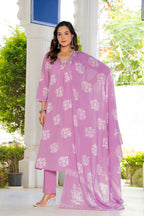 Rosette Lavender Bloom Anarkali Suit Set