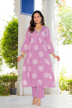 Rosette Lavender Bloom Anarkali Suit Set
