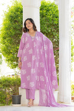 Rosette Lavender Bloom Anarkali Suit Set
