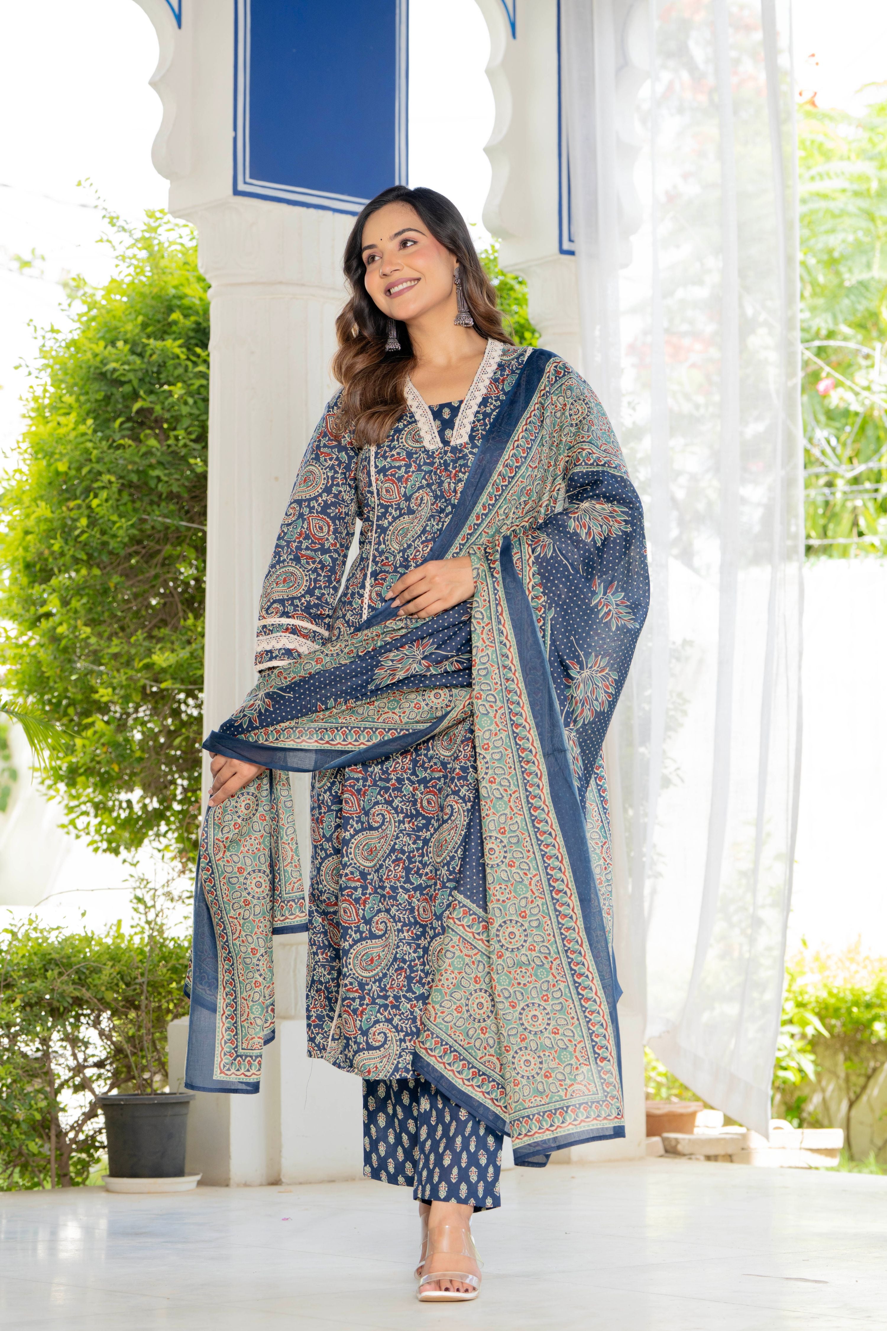 Neelam Blue Anarkali Suit Set