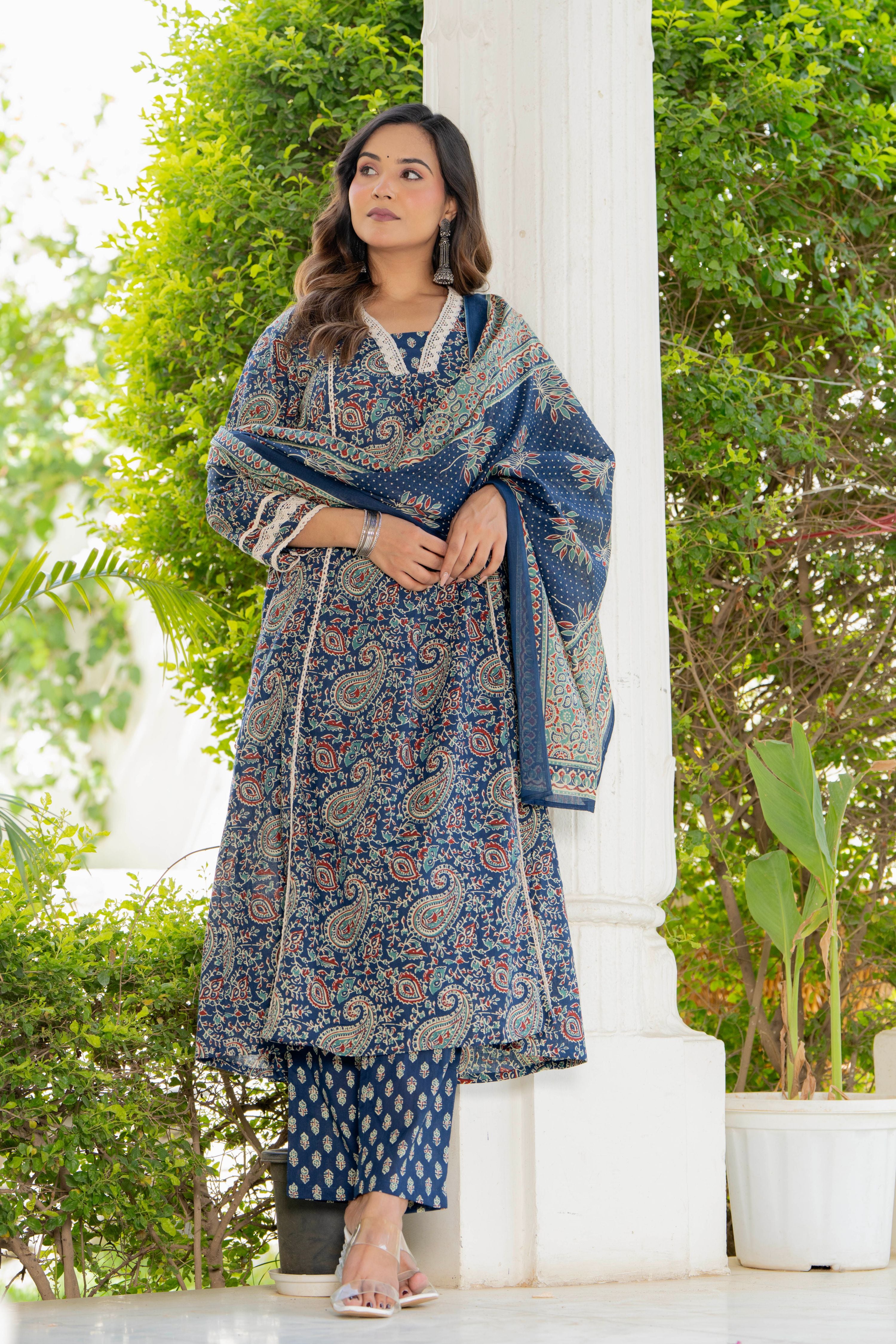 Neelam Blue Anarkali Suit Set