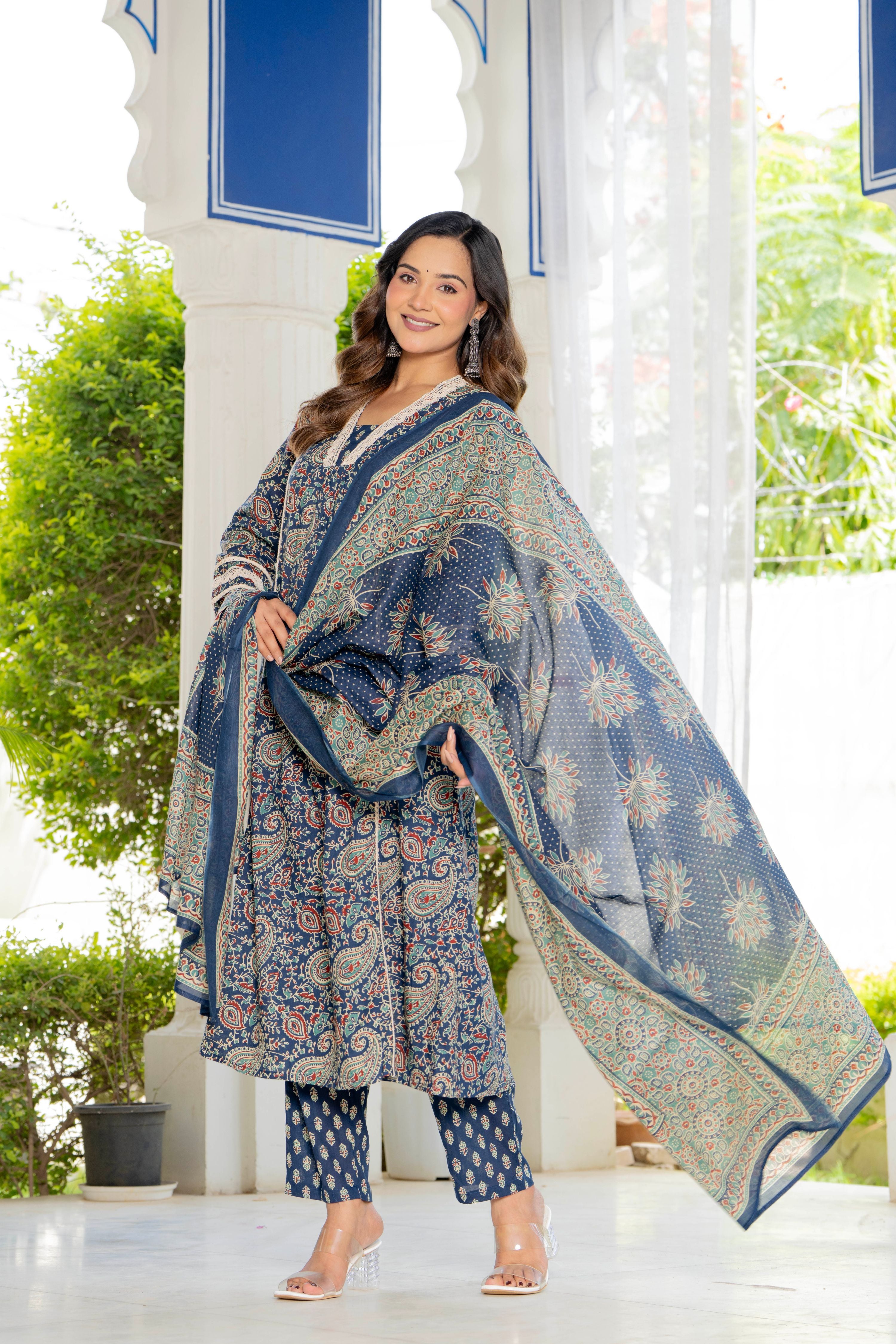 Neelam Blue Anarkali Suit Set