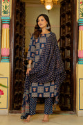 Blue Ajrakh Jumka Straight Suit Set