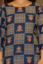 Blue Ajrakh Jumka Straight Suit Set