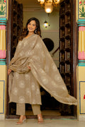 Pearl Dusty Beige Anarkali Suit Set