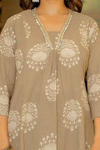 Pearl Dusty Beige Anarkali Suit Set