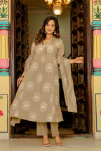 Pearl Dusty Beige Anarkali Suit Set