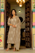 Pearl Dusty Beige Anarkali Suit Set