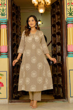 Pearl Dusty Beige Anarkali Suit Set