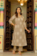 Pearl Dusty Beige Anarkali Suit Set
