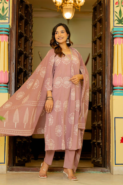Pearl Lilac Pink Anarkali Suit Set