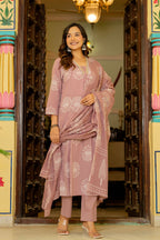 Pearl Lilac Pink Anarkali Suit Set