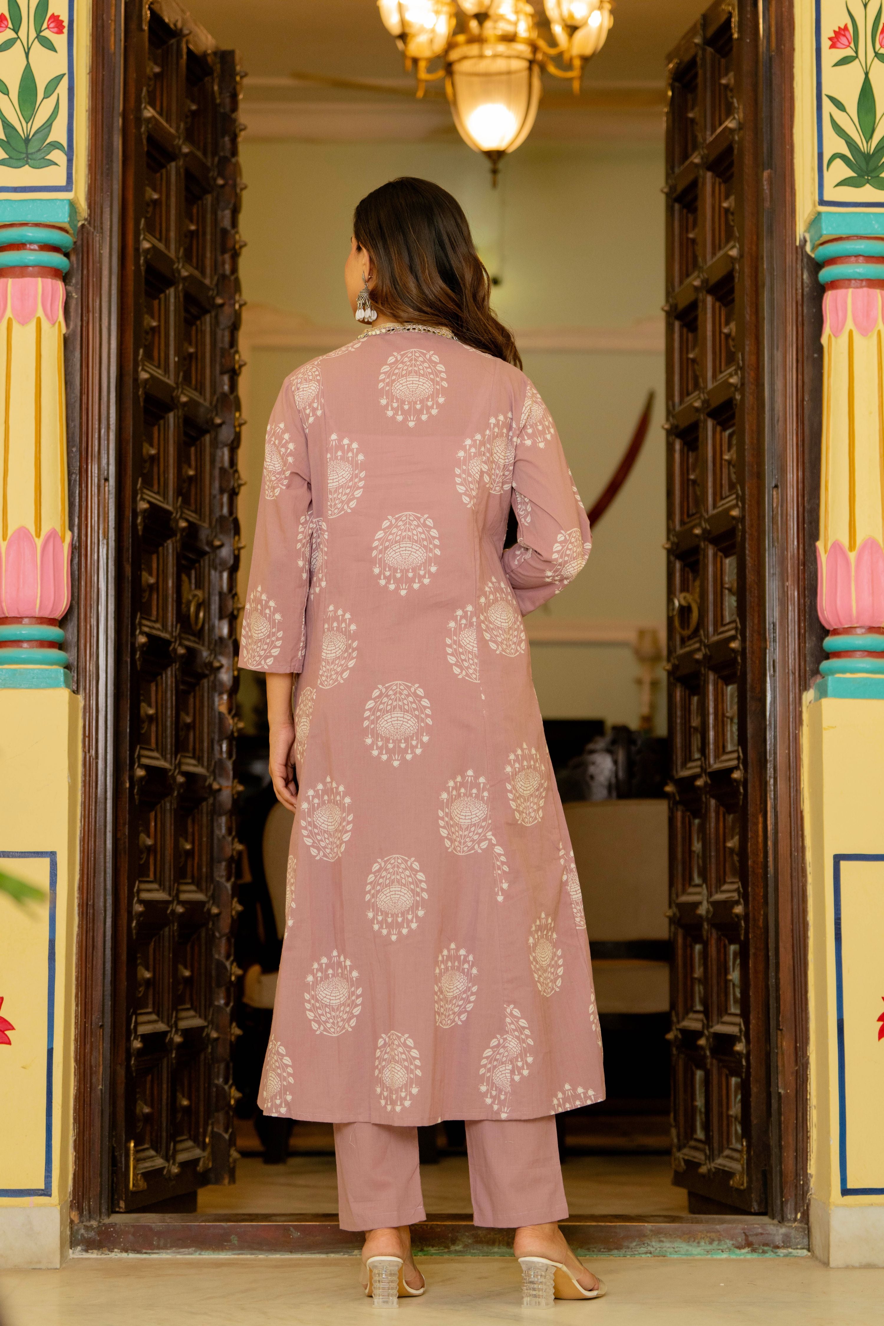 Pearl Lilac Pink Anarkali Suit Set