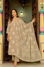 Rosette Dusty Beige Anarkali Suit Set