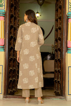 Rosette Dusty Beige Anarkali Suit Set