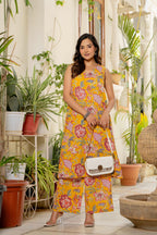 Sunehri Handblock Sleeveless Kurta Palazzo Set