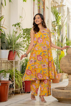 Sunehri Handblock Sleeveless Kurta Palazzo Set