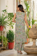 Gulnaar Handblock Sleeveless Kurta Palazzo Set