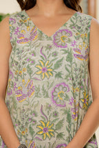 Gulnaar Handblock Sleeveless Kurta Palazzo Set