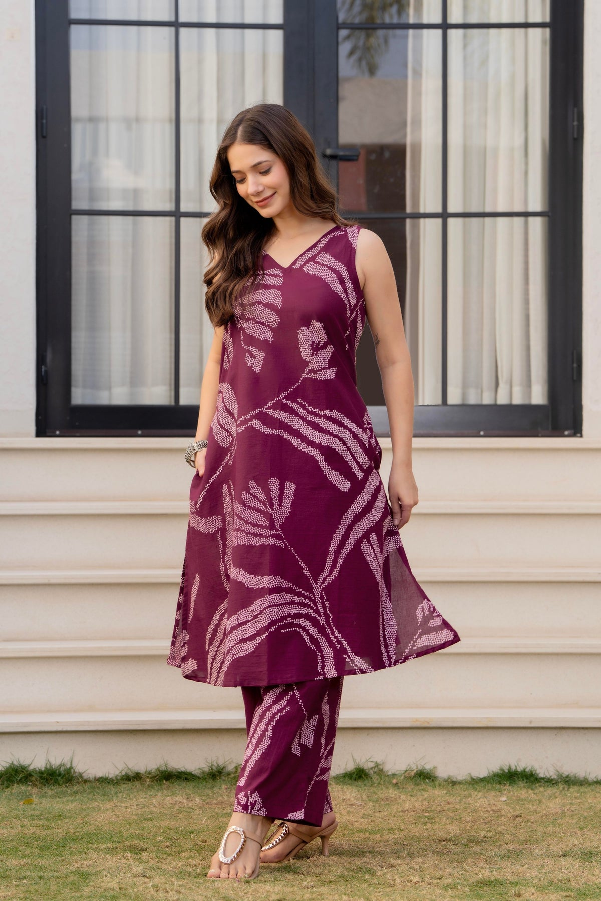 Heer Sleeveless Kurta Palazzo Set Maroon