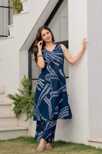 Heer Sleeveless Kurta Palazzo Set Navy Blue