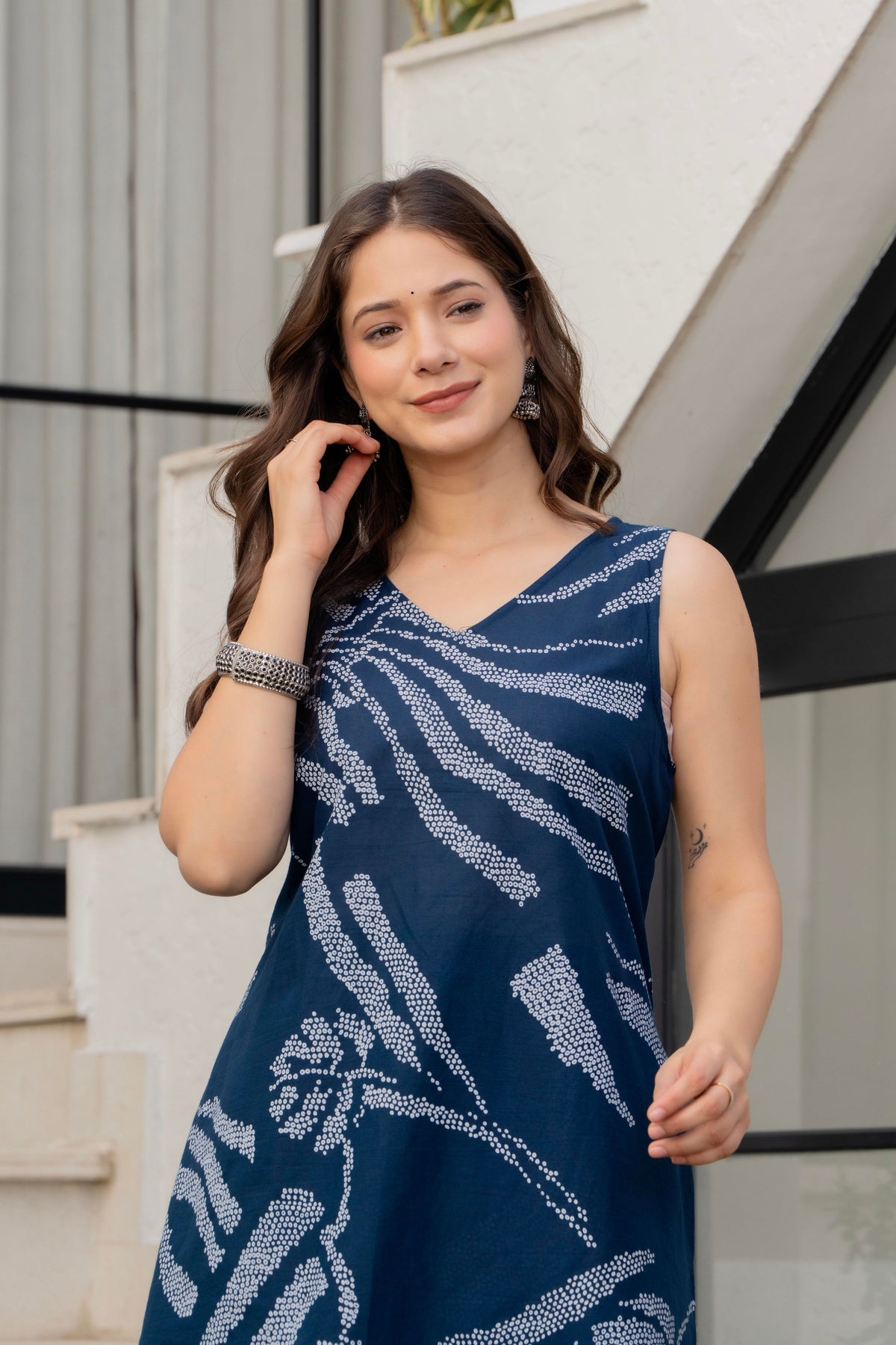 Heer Sleeveless Kurta Palazzo Set Navy Blue