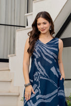 Heer Sleeveless Kurta Palazzo Set Navy Blue