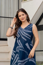 Heer Sleeveless Kurta Palazzo Set Navy Blue