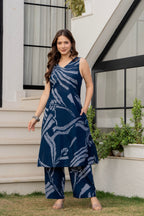Heer Sleeveless Kurta Palazzo Set Navy Blue