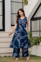 Heer Sleeveless Kurta Palazzo Set Navy Blue