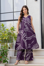 Heer Sleeveless Kurta Palazzo Set Purple