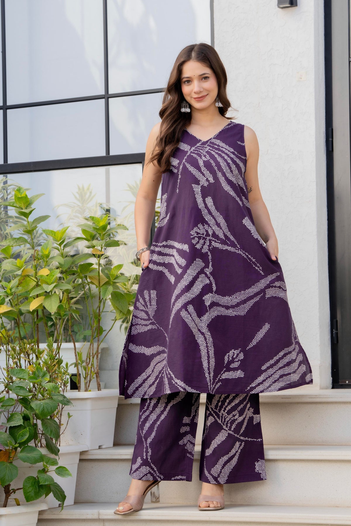 Heer Sleeveless Kurta Palazzo Set Purple
