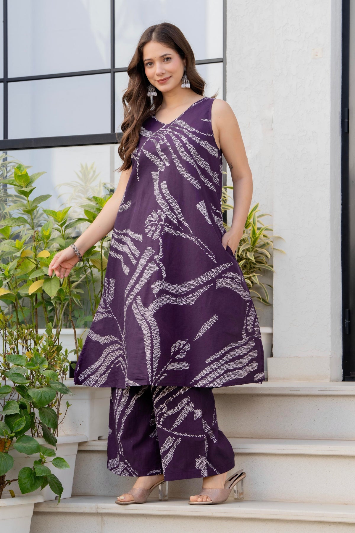 Heer Sleeveless Kurta Palazzo Set Purple