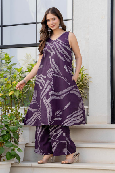 Heer Sleeveless Kurta Palazzo Set Purple