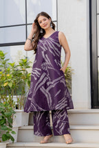 Heer Sleeveless Kurta Palazzo Set Purple