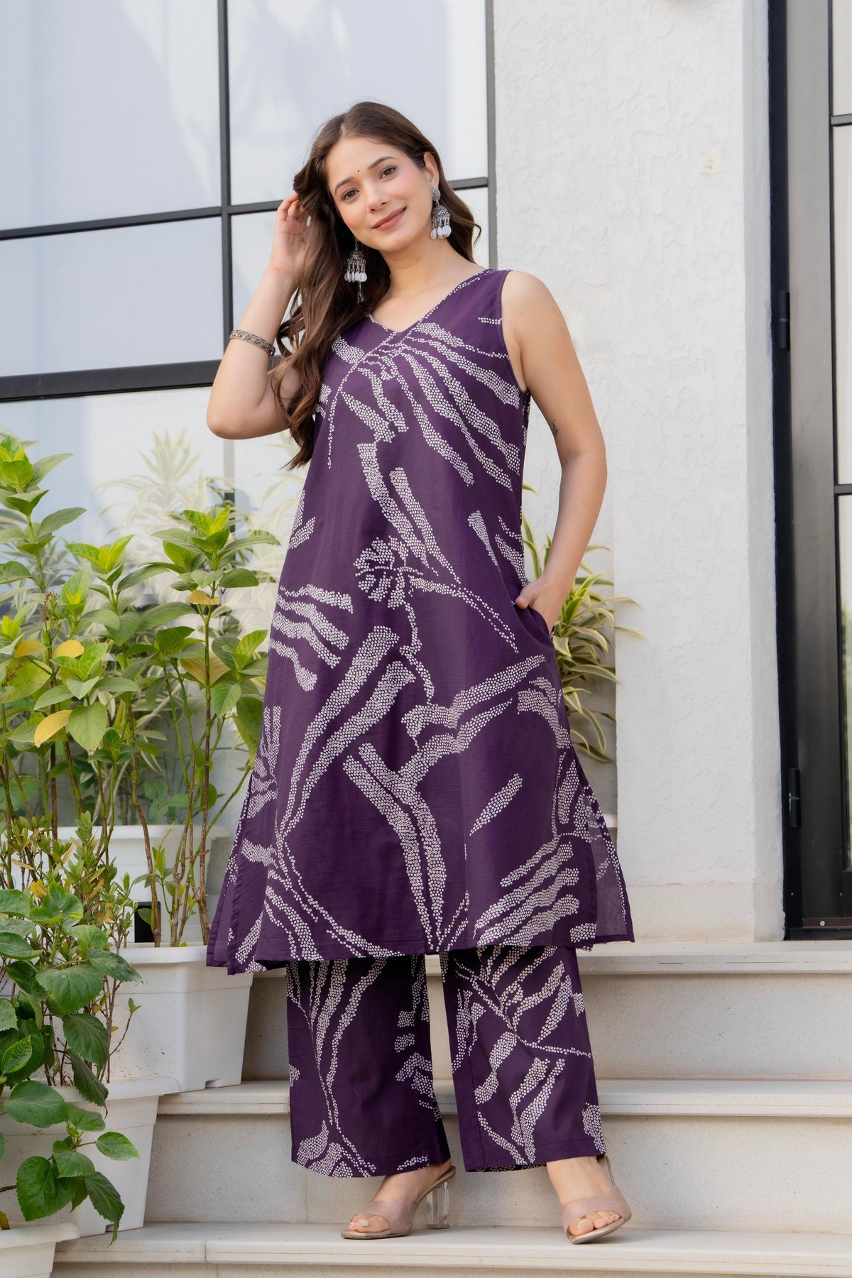 Heer Sleeveless Kurta Palazzo Set Purple