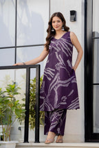 Heer Sleeveless Kurta Palazzo Set Purple