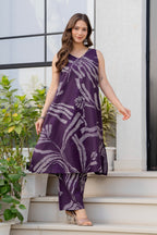 Heer Sleeveless Kurta Palazzo Set Purple